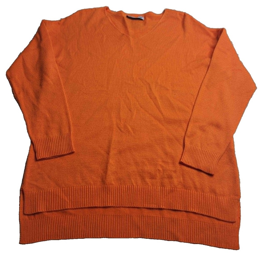 AQE Fashion Orange V-Neck Lightweight Sweater Women's Medium Classic‎